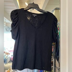 Express Black Ruched Sleeve Blouse